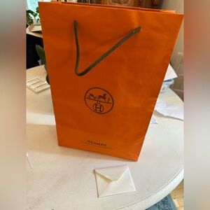 Hermes Orange Gift Bag with Green Handles